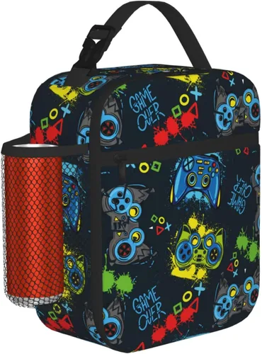 Vista 22 de Lonchera de camuflaje de camuflaje blanco y negro para adolescentes, niñas, niños, hombres y mujeres, bolsa de almuerzo portátil, lonchera aislada