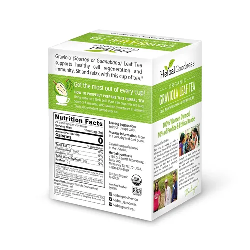 Vista 2 de Té de hojas de guanábana Graviola - 144 bolsitas de té - Hojas de guanábana orgánica, hojas puras de soursop orgánico, rico en antioxidantes
