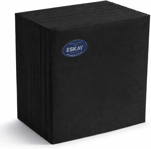 Vista 28 de Servilletas negras para bebidas, servilletas de papel desechables de 3 capas para bar, cóctel, bodas, cumpleaños, fabricadas en la UE, (20 unidades)