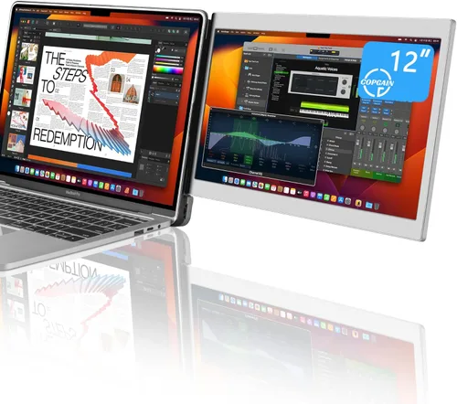 Vista 7 de Monitor Portátil Triple P2 para Laptop, Extensor de Pantalla de 12 Pulgadas, Extensor de Monitores Duales FHD 1080P, Pantalla IPS