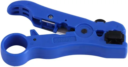Vista 8 de Pelacables, cortador de cable coaxial portátil coaxial, herramienta de pelado para RG59 RG6 RG7 RG11 Cable UTP STP redondo y plano, azul