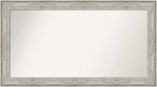 Vista 497 de Amanti Art Espejo de baño plateado para sobre el fregadero, 28 x 37 pulgadas, elegante espejo rectangular de peltre cepillado, marco de madera