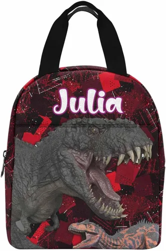 Vista 10 de InterestPrint Bolsa de almuerzo personalizada de mamá papá, bolso de picnic con cremallera de bosque con marco dorado personalizado reutilizable