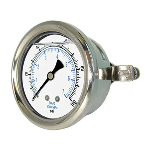 Vista 10 de PIC Gauges 203L-204M Medidor de presión relleno de glicerina con abrazadera en U con carcasa SS/bisel, internos de latón, lente de PC, dial de 2