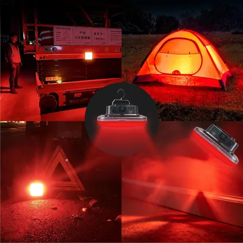 Vista 7 de Luz recargable para tienda de campaña con luz roja de 50 W, 5000 lúmenes, funciona con pilas, luces LED IPX5, impermeable, lámpara portátil