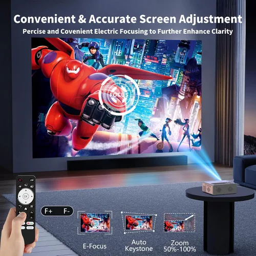 Vista 4 de 【Licencia oficial de Netflix】Proyector inteligente PANSEBA 4K con WiFi Bluetooth, corrección Keystone automática, enfoque rápido 2S, proyector
