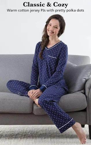 Vista 8 de PajamaGram Pijamas para mujer - Conjuntos de pijamas para mujer, camiseta sin botones, 100% algodón