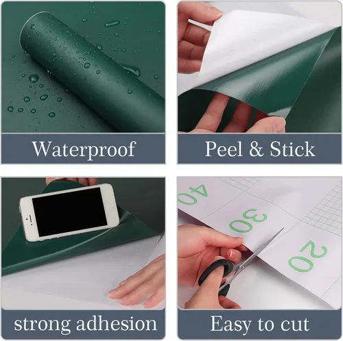 Vista 3 de Papel Tapiz Verde Oscuro Despegar y Pegar, 15.7 X 78.7 pulgadas Papel Tapiz Apto para Inquilinos, Papel de Pared Extraíble de Vinilo PVC, Pegatina