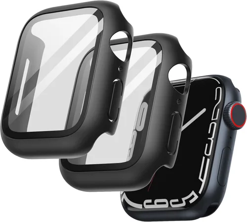 Vista 33 de JETech Funda para Apple Watch SE 3/2/1, Series 6/5/4 de 1.575 in, color negro con protector de pantalla, vidrio templado incorporado, alta