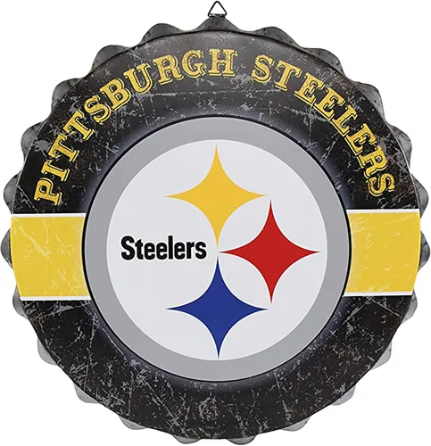 Vista 16 de NFL Team Logo Distressed Metal Hanging Wall Bottle Cap Sign