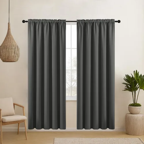 Vista 18 de CUCRAF Cortinas opacas cortas para oscurecer la habitación, paneles de cortina para ventana, bolsillo para cortinero, cortinas sólidas