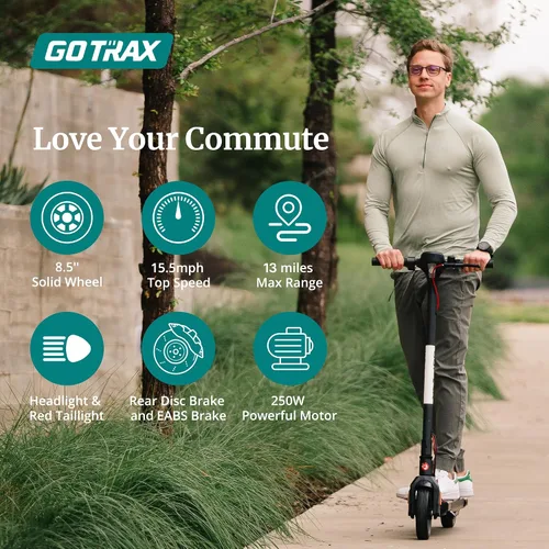 Vista 2 de Gotrax APEX Series Electric Scooter for Adults, Max Mile and Mph Speed Motor, 8.5" Solid Tires, Long Life Battery Bright Headlight Taillight