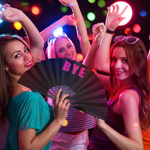 Vista 6 de Amyhill Paquete de 2 ventiladores chinos Rave icónicos grandes plegables para festivales con voz para hombres y mujeres, actuaciones de fiesta