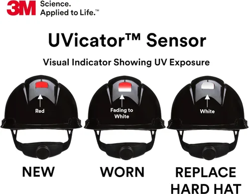Vista 5 de 3M Hard Hat SecureFit H-700 Series - Casco de seguridad estilo gorra con sensor Uvicator, suspensión de trinquete de difusión de presión de 4 puntos