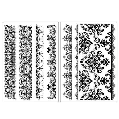 Vista 10 de Everjoy Más de 10 diseños impermeables brazo muñeca pierna círculo falso tatuaje temporal pegatinas - brazalete tribal bohemio negro