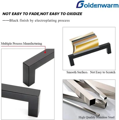 Vista 3 de Goldenwarm LSJ12BK76-5PK - Tiradores de gabinete negros de 3 pulgadas, paquete de 5 tiradores modernos para cajones