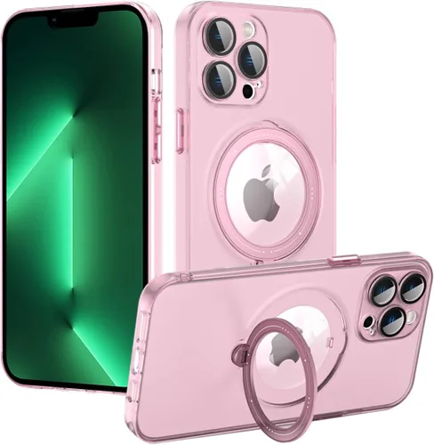 Vista 19 de Funda para iPhone 12, compatible con MagSafe, con protector de lente de cámara y kiskstnad ligera y translúcida mate, borde suave, a prueba