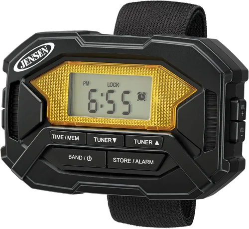 Vista 6 de Jensen SAB-60 Brazalete Digital AM/FM Radio Estéreo con Reloj y Auriculares, Negro, SAB-60
