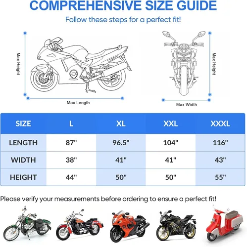 Vista 3 de NEVERLAND Funda impermeable para motocicleta al aire libre – Funda negra resistente para scooter, cubierta de motocicleta con logotipo reflectante
