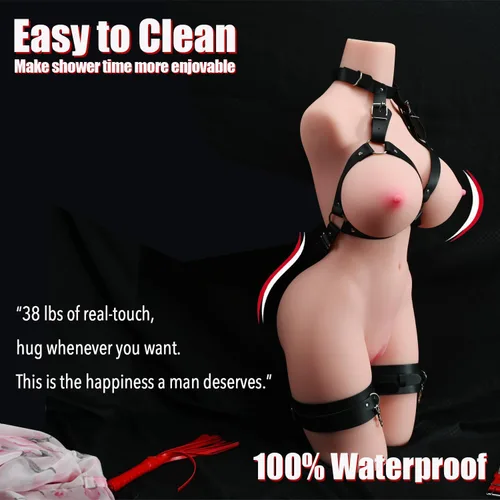 Vista 3 de Muñeca sexual femenina de tamaño real de 38 libras (aprox. 37.5 lbs), juguete para adultos, torso elástico con textura realista de piel