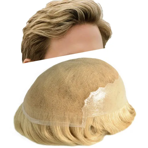 Vista 38 de Toupee para hombres, sistema de reemplazo de cabello humano Remy, nudos blanqueados, encaje frontal, piel fina, para hombre, color gris, pelucas