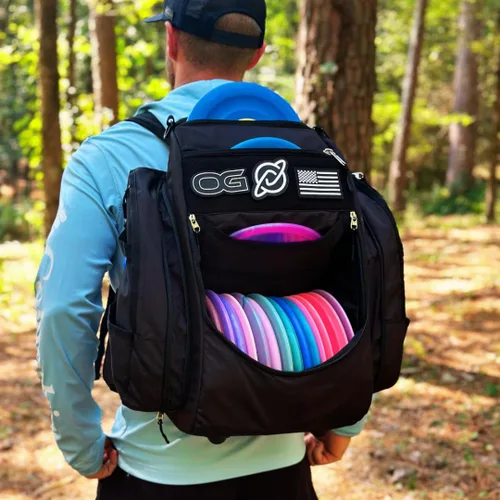 Vista 3 de Discology Disc Golf OG Black V3 Disc - Bolsa de golf con capacidad para más de 26 discos, bolsa de mochila de golf de disco de alta calidad, diseño