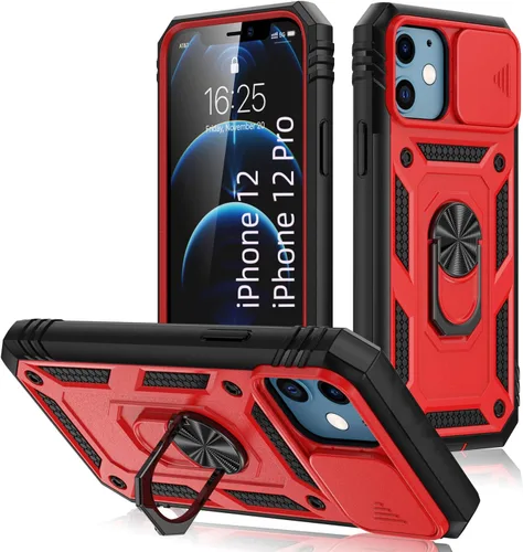 Vista 15 de Korecase Diseño para iPhone 12 Pro Max Kickstand Funda con cubierta de cámara de grado militar Caída de doble capa de cuerpo completo Protección a