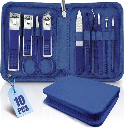 Vista 7 de WOAMA Juego de manicura - Kit de pedicura 10 en 1 con bolsa negra, kit de manicura para mujeres y hombres