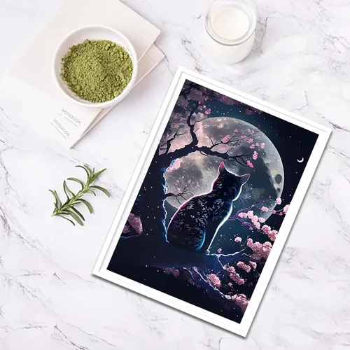 Vista 4 de SENQAO Kits de pintura artística de diamantes de gato para adultos, pintura de puntos de diamante de taladro completo para principiantes, pintura