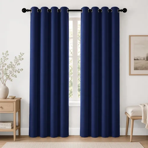 Vista 133 de Cortinas de oscurecimiento de habitación de 84 pulgadas de largo para dormitorio, sala de estar, cortinas térmicas aislantes con ojales