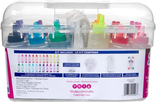Vista 2 de Tulip Kit de teñido anudado de un solo paso Color Spectrum, 24 botellas, colores arcoíris, kit de tie-dye todo en uno para grupos grandes