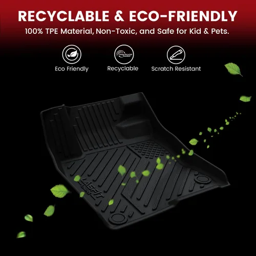 Vista 5 de LASFIT - Tapete de elastómero termoplástico para piso y maletero de automóvil, ajuste personalizado para todo tipo de clima, 1ª y 2ª fila, negro,