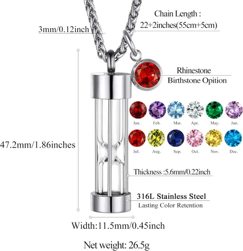 Vista 95 de FindChic Collares personalizados con urna para cenizas, barra vertical, gato, luna, reloj de arena, garra de perro, acero inoxidable, chapado en oro