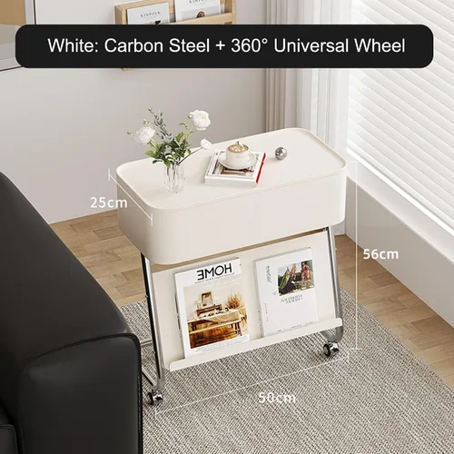 Vista 4 de Mesa Auxiliar Sofá Salon con Ruedas Mesa Para Cama Pequeña Mesita Portatil Bandeja Sofá Mesas en C para Espacios Pequeños Multifuncional para Sala
