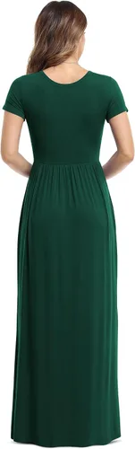 Vista 3 de VIISHOW - Vestidos largos para mujer, estilo casual, manga corta, con bolsillos