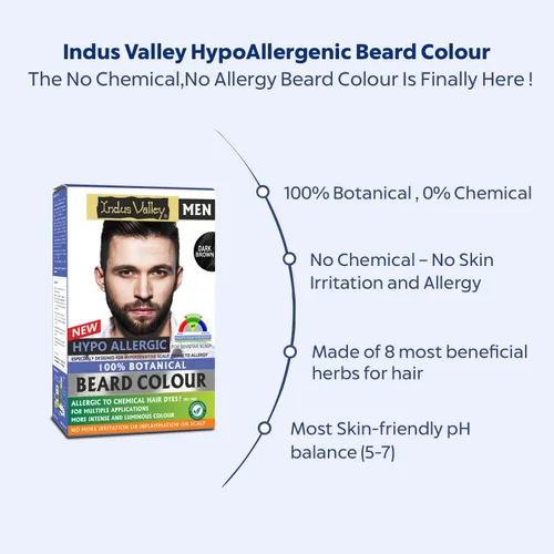 Vista 3 de Indus Valley 100% botánica Hypo Allergic - Color de barba para hombres (marrón oscuro)