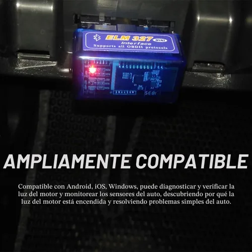 Vista 3 de 2 piezas ELM327 OBDII Escáner de diagnóstico para coche, profesional mini ELM327 OBD2 Bluetooth herramienta de escaneo lector de códigos, interfaz