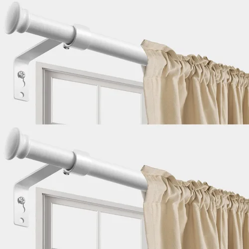 Vista 11 de Barras de cortina para ventanas de 28 a 50 pulgadas, juego de barras de cortina resistentes de 5/8 pulgadas, barras decorativas para cortinas