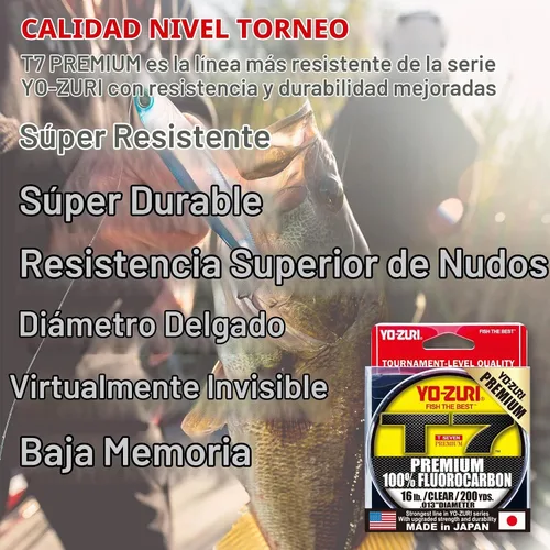 Vista 2 de Yo-Zuri T7-14LB-CL-200YD: T-7 Fluorocarbono Premium 14Lb 200Yd, Transparente