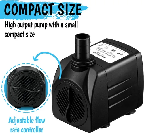 Vista 3 de Bomba sumergible de 400 GPH de 25 W, bomba de agua ultra silenciosa para fuente, 1500 l/h, elevación de 6.56 pies de altura, 3 boquillas - Bomba
