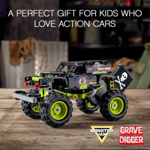 Vista 2 de LEGO Technic Monster Jam Grave Digger 42118 Set – Juguete de camión a buggy todoterreno, motor de retroceso, conjunto de juego de construcción