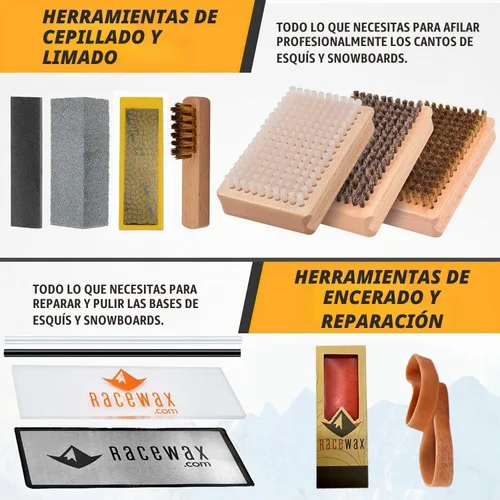 Vista 5 de RaceWax Kit Elite de Afinación y Depilación de Esquí y Snowboard - Completo con Plancha de Cera, Afinador de Borde Angular, Cera de Temperatura