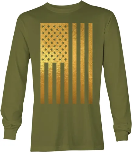 Vista 10 de Camisa de manga larga unisex con bandera negra desgastada de Estados Unidos Gris claro - Impresión trasera