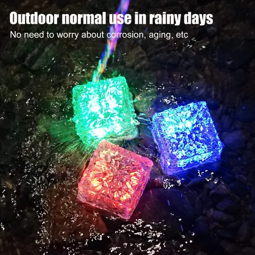 Vista 4 de Luces de pavimentación solares para bordes de paisaje, 1 paquete, adoquines cuadrados de luz que cambian de color para patio exterior, ladrillos