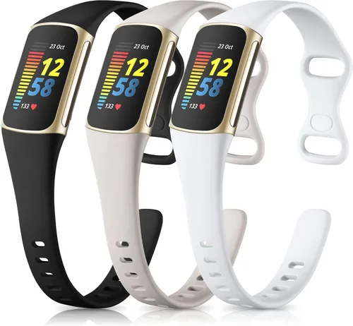 Vista 19 de Maledan Compatible con bandas Fitbit Charge 5 para mujeres y hombres, correa delgada transpirable de silicona suave para deportes, accesorios