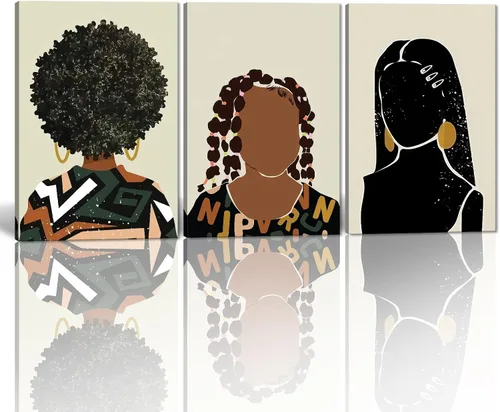 Vista 46 de MAMAGO Lienzo decorativo para pared, pintura de belleza dorada y negra, fotos de mujeres africanas, hermosos pósteres de mujer negra, impresiones