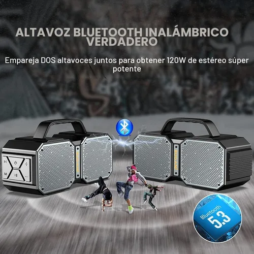 Vista 3 de BUGANI Altavoz Bluetooth de choque, portátil Bluetooth 5.3, impermeable, 60 W súper potencia, altavoz al aire libre, negro (nuevo modelo)
