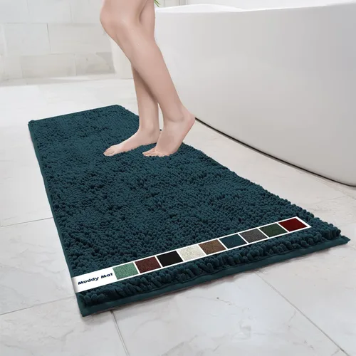 Vista 37 de Muddy Mat Alfombras de Baño de Chenilla de Microfibra de Secado Rápido Antideslizantes Lavables, Extra Gruesas, Suaves y Altamente Absorbentes Gris