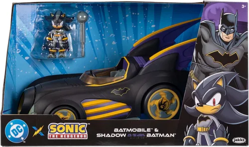 Vista 6 de ¡DC X Sonic Batmobile Shadow-fied! con figura de acción genial de Shadow de 2.5 pulgadas como Batman, de la serie de cómics DC x Sonic The Hedgehog