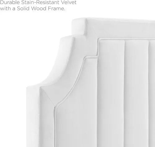 Vista 8 de Modway MOD-6913-WHI Sienna Performance - Cama plataforma de terciopelo tamaño matrimonial, color blanco